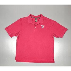 Vintage Kansas Jayhawks Polo Shirt Mens 2XL. Red Gear For Sports Big Cotton NCAA